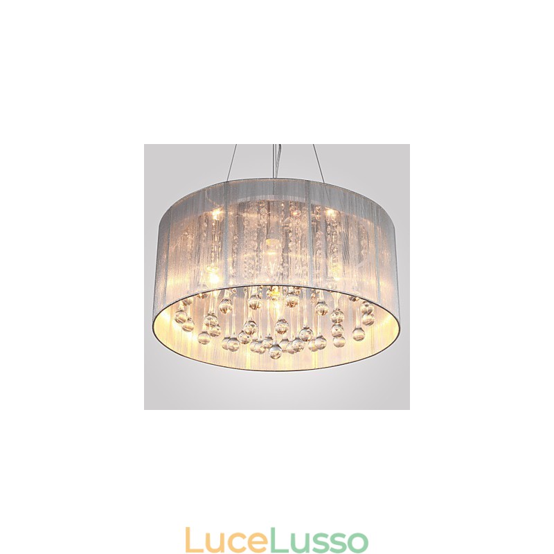 Lampadario tradizionale classico in metallo cromato di cristallo