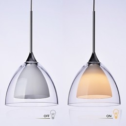 1 luce Lampada a sospensione a due strati in vetro trasparente Cromo lucido