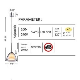 1 luce Lampada a sospensione a due strati in vetro trasparente Cromo lucido
