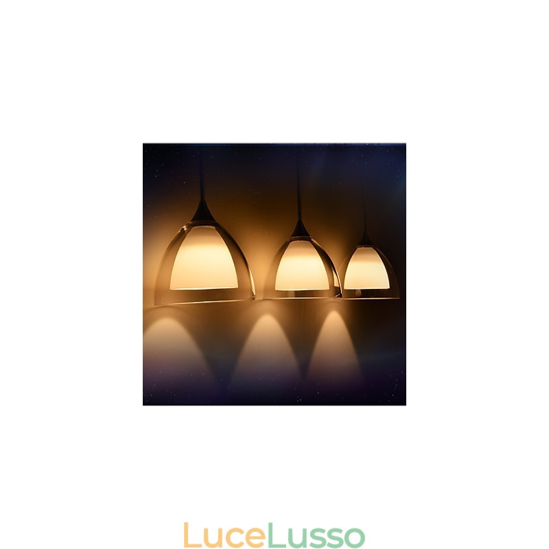 1 luce Lampada a sospensione a due strati in vetro trasparente Cromo lucido