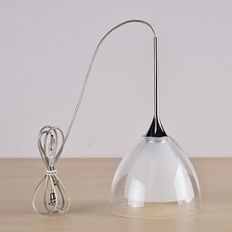 1 luce Lampada a sospensione a due strati in vetro trasparente Cromo lucido