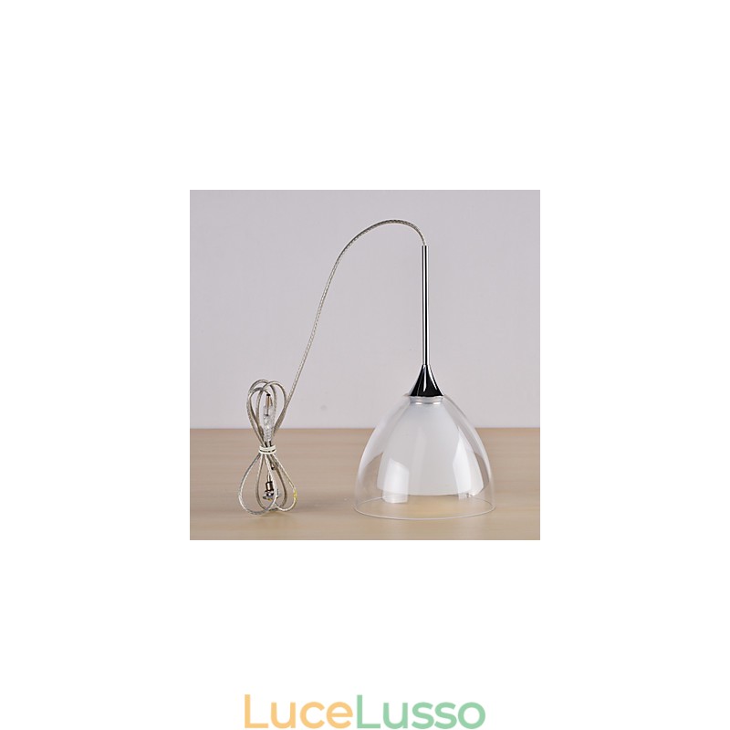 1 luce Lampada a sospensione a due strati in vetro trasparente Cromo lucido