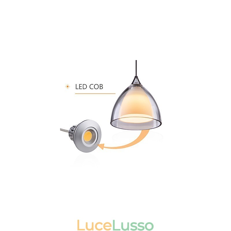 1 luce Lampada a sospensione a due strati in vetro trasparente Cromo lucido