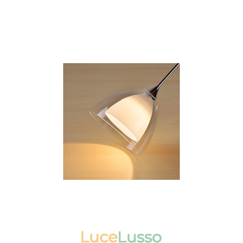 1 luce Lampada a sospensione a due strati in vetro trasparente Cromo lucido