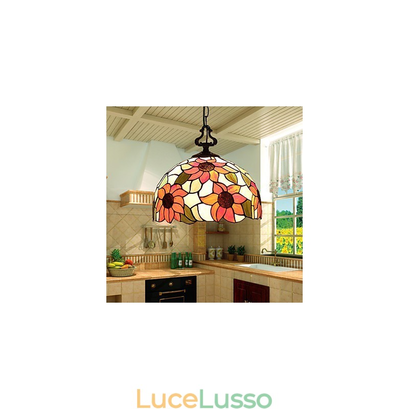 Lampadario in vetro colorato di arti creative rurali europee che restaura i modi antichi Lampada Luce