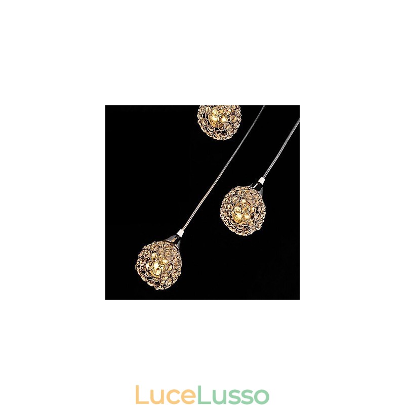 Lampada a sospensione moderna in metallo elettroplaccato in cristallo contemporaneo