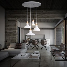 Lampada a sospensione creativa a 4 luci con paralume in ferro