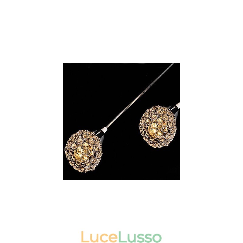 Lampada a sospensione moderna in metallo elettroplaccato in cristallo contemporaneo