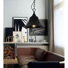 Lampada a sospensione in metallo a forma di campana nera opaca vintage media