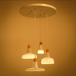 Lampada a sospensione creativa a 4 luci con paralume in ferro