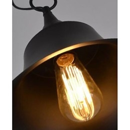 Lampada a sospensione in metallo a forma di campana nera opaca vintage media