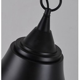 Lampada a sospensione in metallo a forma di campana nera opaca vintage media