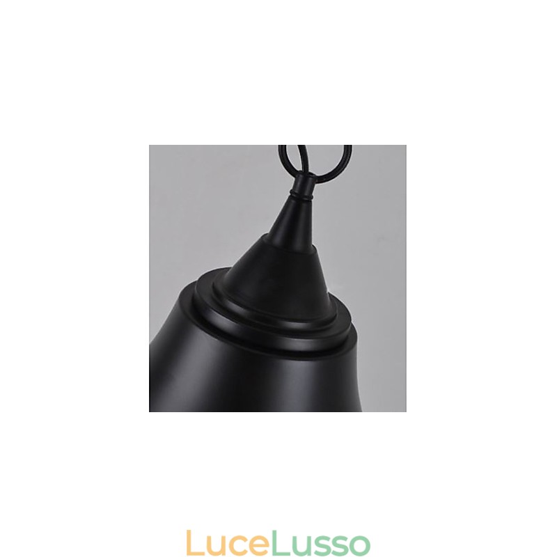 Lampada a sospensione in metallo a forma di campana nera opaca vintage media