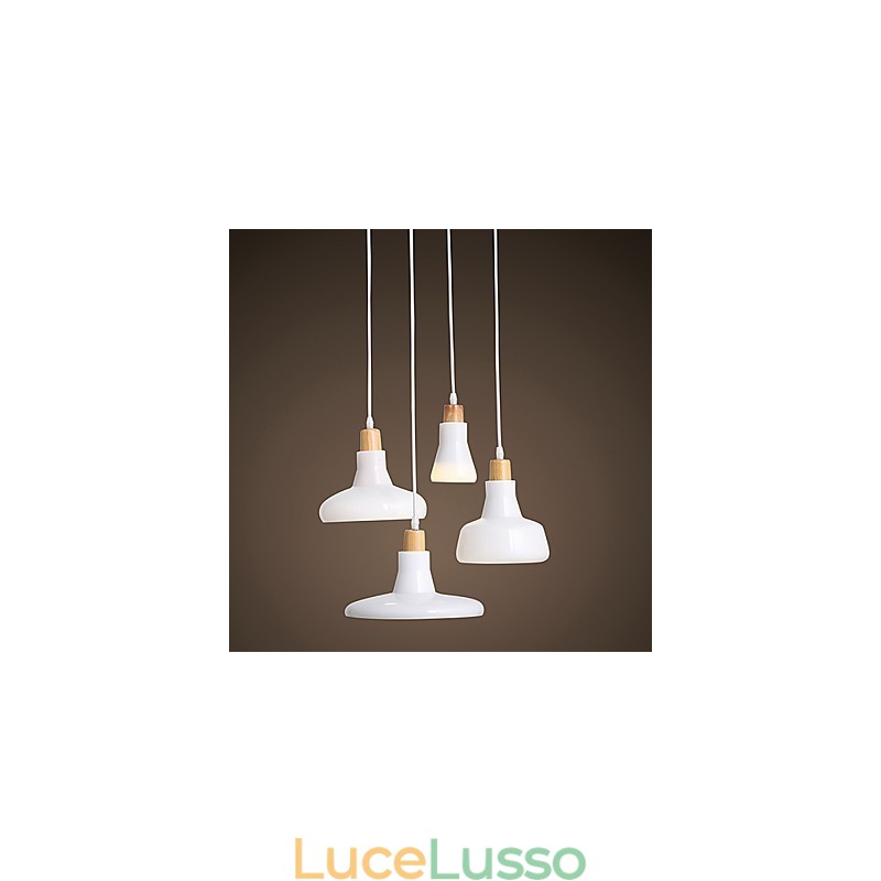Lampada a sospensione creativa a 4 luci con paralume in ferro