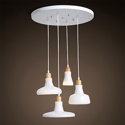 Lampada a sospensione creativa a 4 luci con paralume in ferro