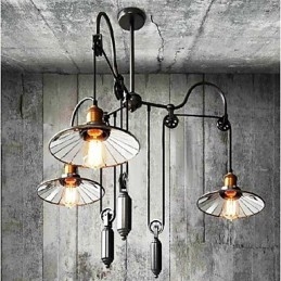 Lampadario in metallo dipinto in stile mini country vintage
