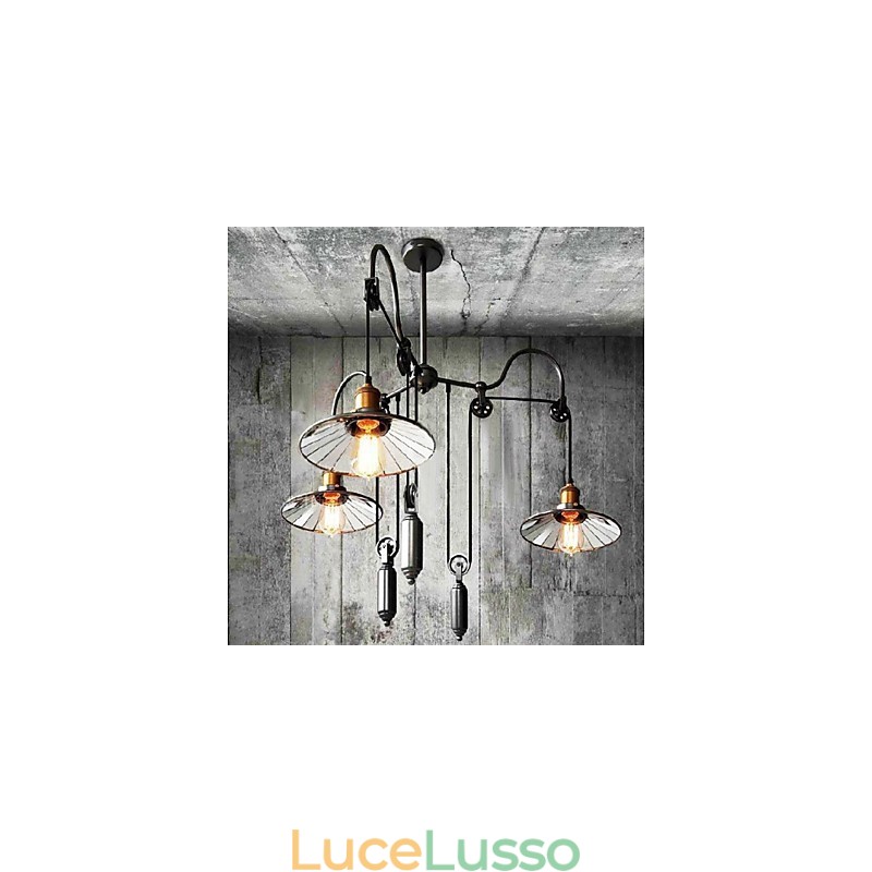 Lampadario in metallo dipinto in stile mini country vintage