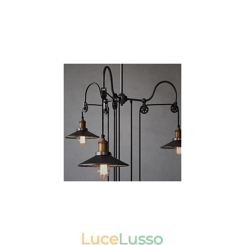 Lampadario in metallo dipinto in stile mini country vintage