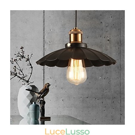 Lampadario in ferro battuto vintage con ombrello nero unico