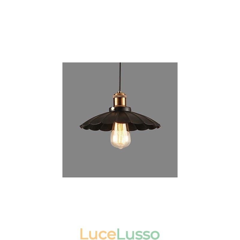 Lampadario in ferro battuto vintage con ombrello nero unico