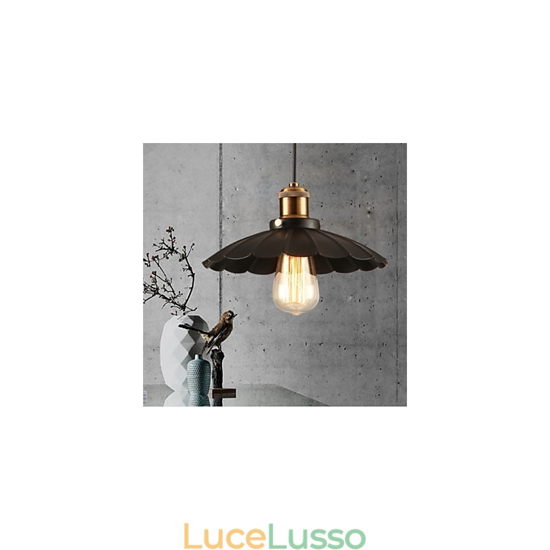 Lampadario in ferro battuto vintage con ombrello nero unico