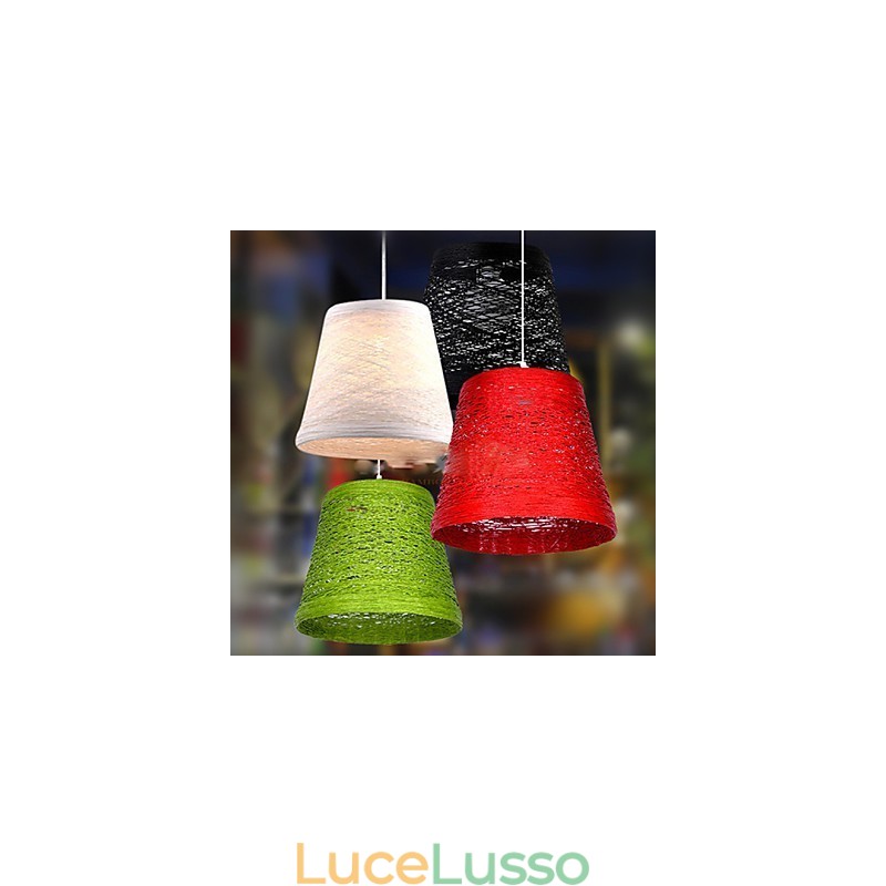 Lampada a sospensione moderna con testa singola in rattan intrecciato, stile rurale Cany