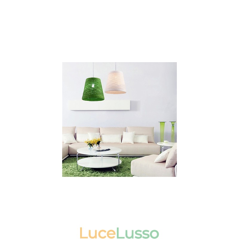 Lampada a sospensione moderna con testa singola in rattan intrecciato, stile rurale Cany