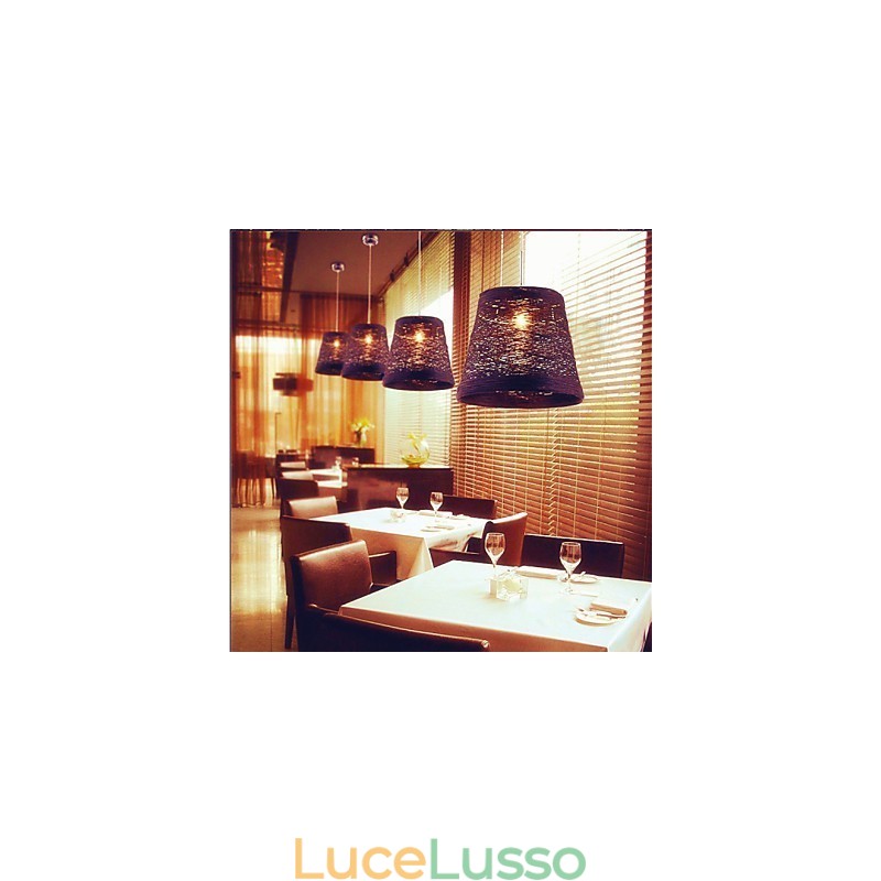 Lampada a sospensione moderna con testa singola in rattan intrecciato, stile rurale Cany