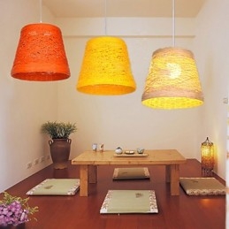 Lampada a sospensione moderna con testa singola in rattan intrecciato, stile rurale Cany