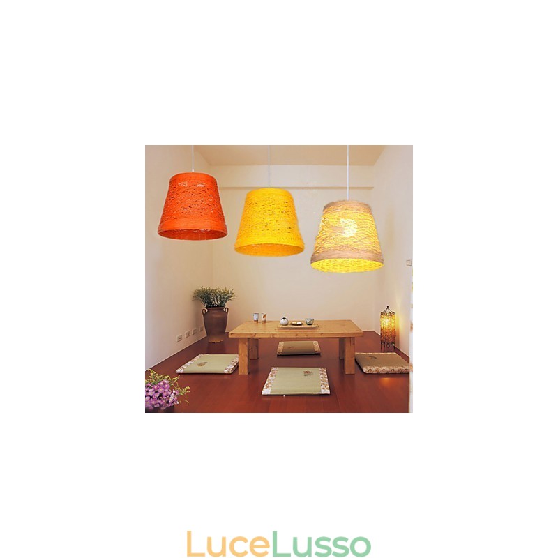 Lampada a sospensione moderna con testa singola in rattan intrecciato, stile rurale Cany