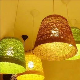Lampada a sospensione moderna con testa singola in rattan intrecciato, stile rurale Cany