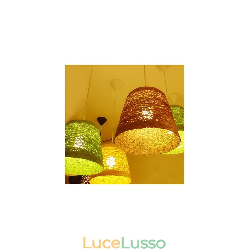 Lampada a sospensione moderna con testa singola in rattan intrecciato, stile rurale Cany