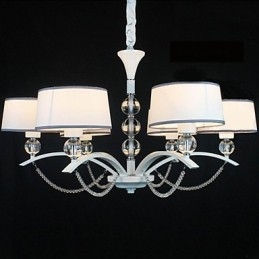 Lampadario moderno contemporaneo in cristallo e tessuto cromato