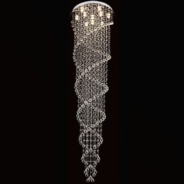 Lampadario a soffitto Luci a sospensione Apparecchi di illuminazione con cristallo K9 Doppia spirale D70CM H300CM