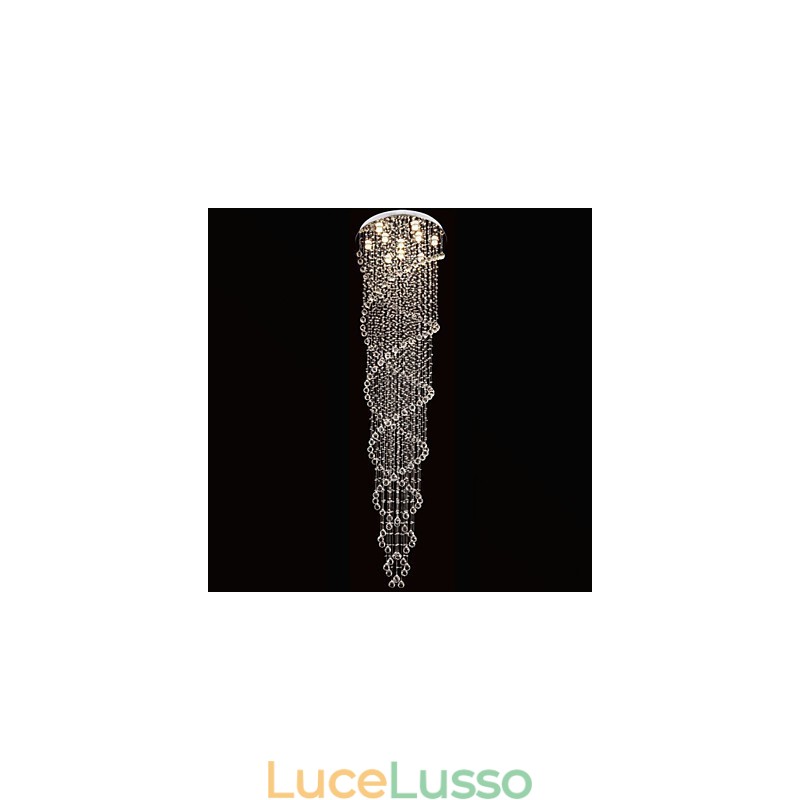Lampadario a soffitto Luci a sospensione Apparecchi di illuminazione con cristallo K9 Doppia spirale D70CM H300CM