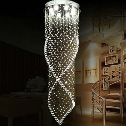 Lampadario di cristallo Illuminazione a sospensione Lampade da soffitto a sospensione Apparecchi con cristallo K9 trasparente e baldacchino argentato