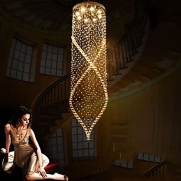 Lampadario di cristallo Illuminazione a sospensione Lampade da soffitto a sospensione Apparecchi con cristallo K9 trasparente e baldacchino argentato