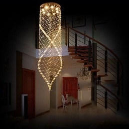 Lampadario di cristallo Illuminazione a sospensione Lampade da soffitto a sospensione Apparecchi con cristallo K9 trasparente e baldacchino argentato