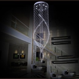 Lampadario di cristallo Illuminazione a sospensione Lampade da soffitto a sospensione Apparecchi con cristallo K9 trasparente e baldacchino argentato