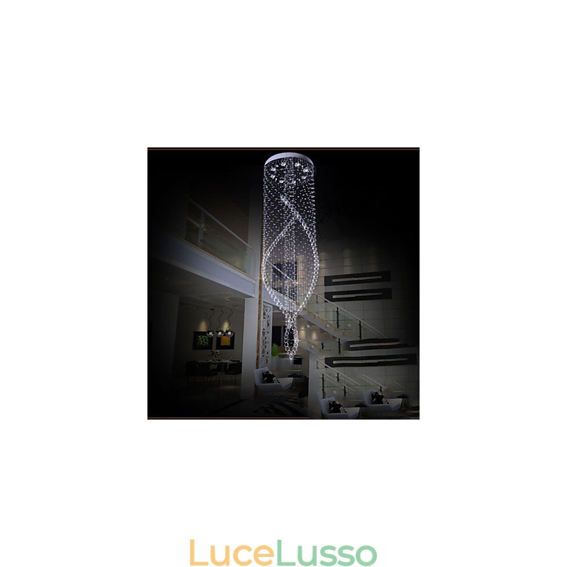 Lampadario di cristallo Illuminazione a sospensione Lampade da soffitto a sospensione Apparecchi con cristallo K9 trasparente e baldacchino argentato