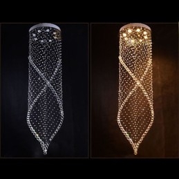 Lampadario di cristallo Illuminazione a sospensione Lampade da soffitto a sospensione Apparecchi con cristallo K9 trasparente e baldacchino argentato