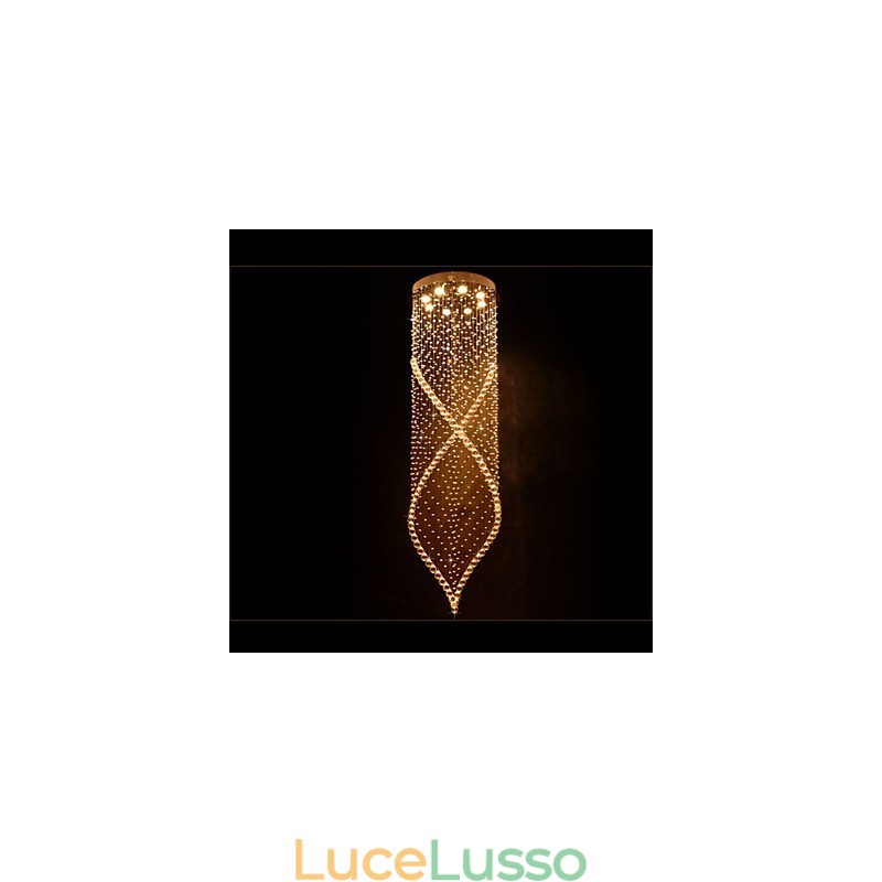 Lampadario di cristallo Illuminazione a sospensione Lampade da soffitto a sospensione Apparecchi con cristallo K9 trasparente e baldacchino argentato