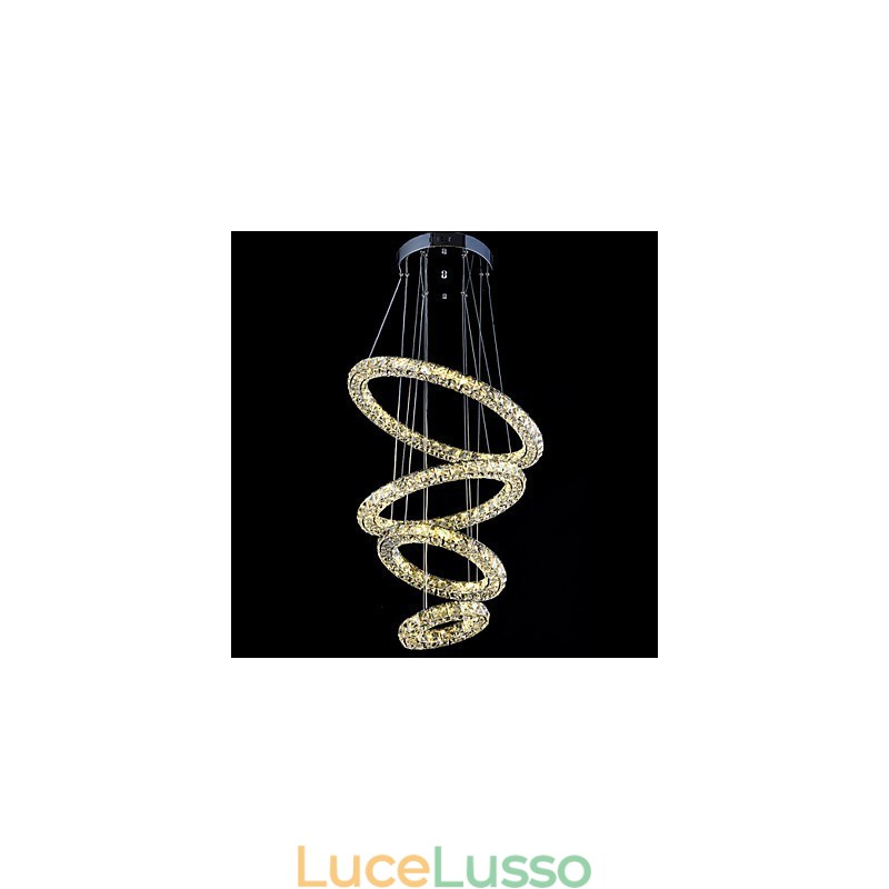Lampadario a sospensione con anello di cristallo, lampadario moderno da soffitto, lampadario con illuminazione