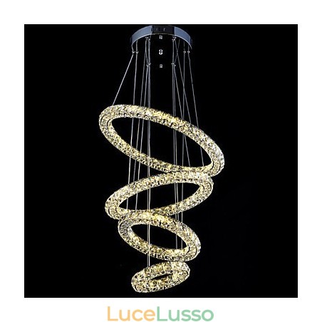 Lampadario a sospensione con anello di cristallo, lampadario moderno da soffitto, lampadario con illuminazione Lampadario a sospensione con anello di cristallo, lampadario moderno da soffitto, lampadario con illuminazione