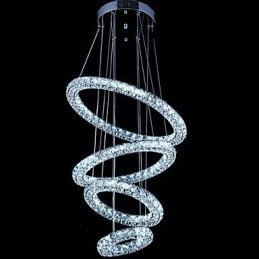 Lampadario a sospensione con anello di cristallo, lampadario moderno da soffitto, lampadario con illuminazione