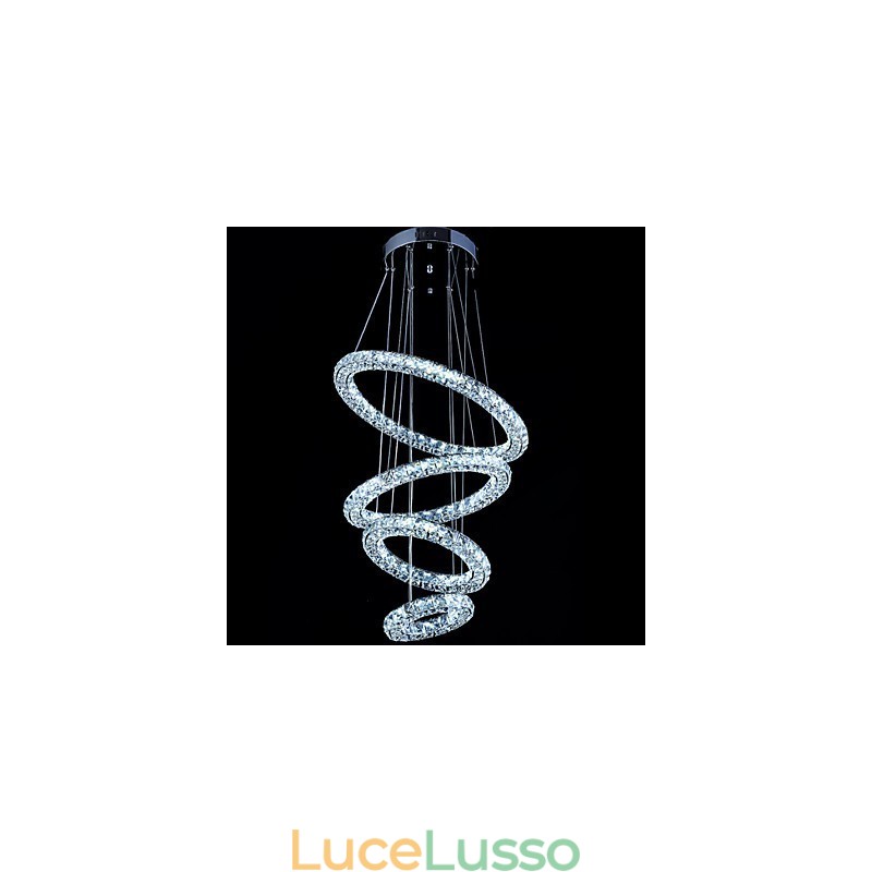 Lampadario a sospensione con anello di cristallo, lampadario moderno da soffitto, lampadario con illuminazione