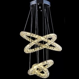 Lampadario a sospensione con anello di cristallo, lampadario moderno da soffitto, lampadario con illuminazione