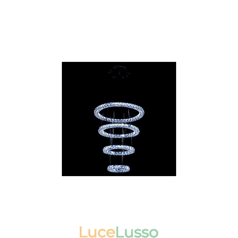 Lampadario a sospensione con anello di cristallo, lampadario moderno da soffitto, lampadario con illuminazione