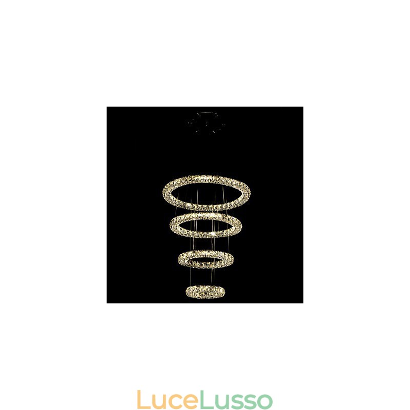 Lampadario a sospensione con anello di cristallo, lampadario moderno da soffitto, lampadario con illuminazione