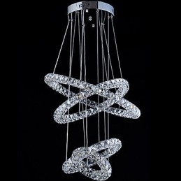 Lampadario a sospensione con anello di cristallo, lampadario moderno da soffitto, lampadario con illuminazione